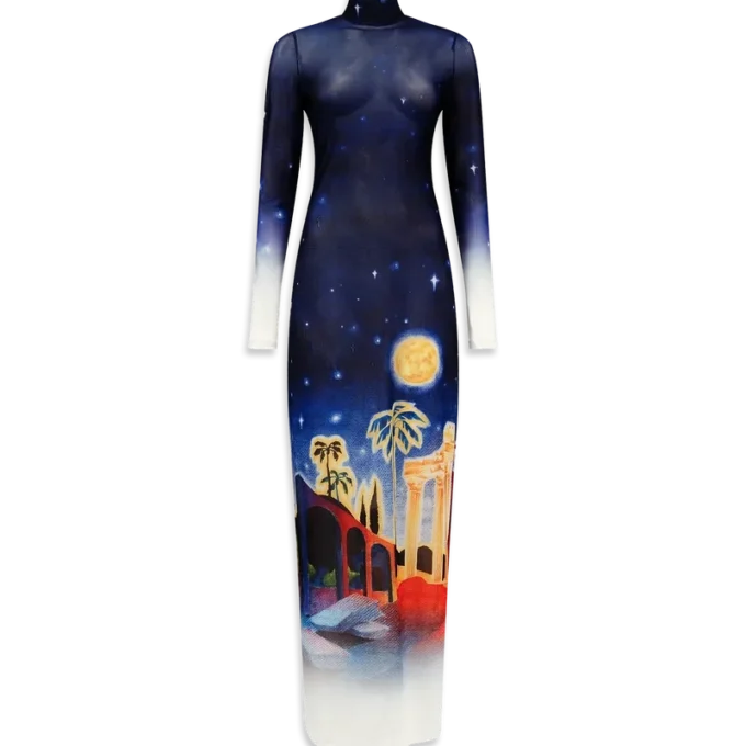 Midnight Acropolis Mesh-kjole
