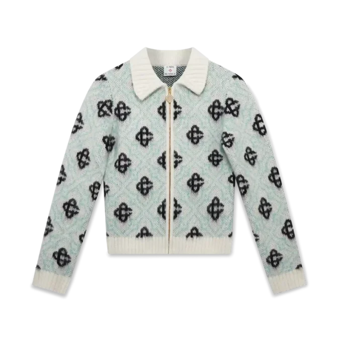 Mohair-trøje med monogram og lynlås