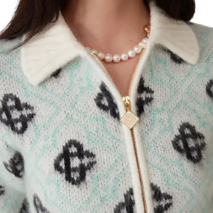 Mohair-trøje med monogram og lynlås