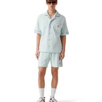 Monogram-frotté-skjorte med korte shorts