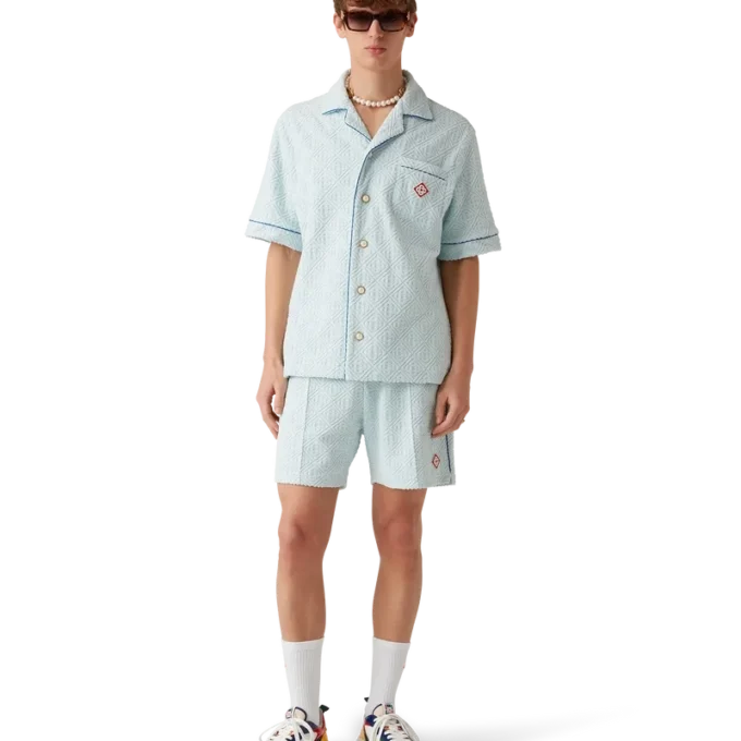 Monogram-frotté-skjorte med korte shorts