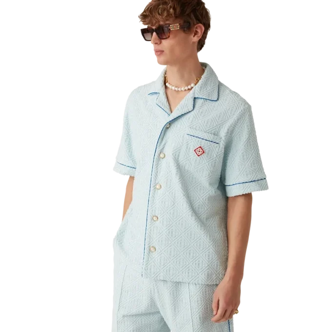 Monogram-frotté-skjorte med korte shorts