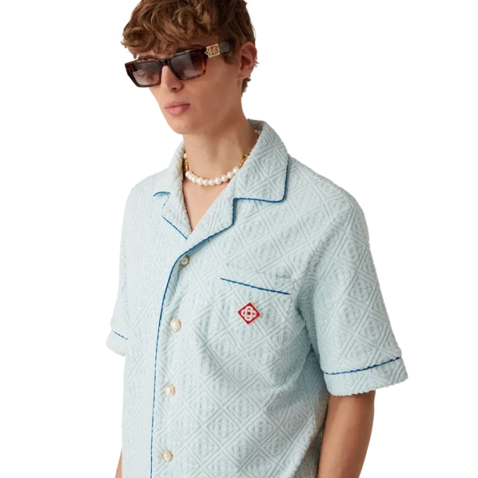 Monogram-frotté-skjorte med korte shorts