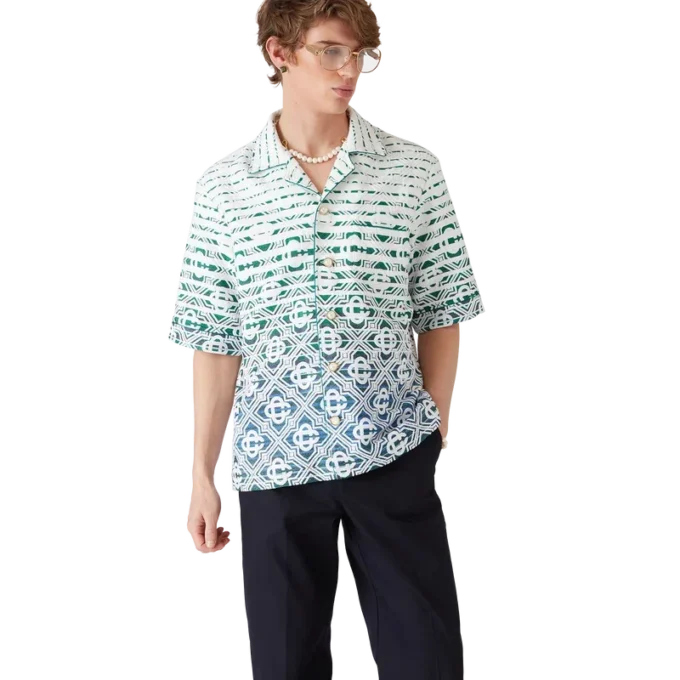 Monogram Gradient-frotté-skjorte med korte shorts Monogram Gradient-frotté-skjorte med korte shorts