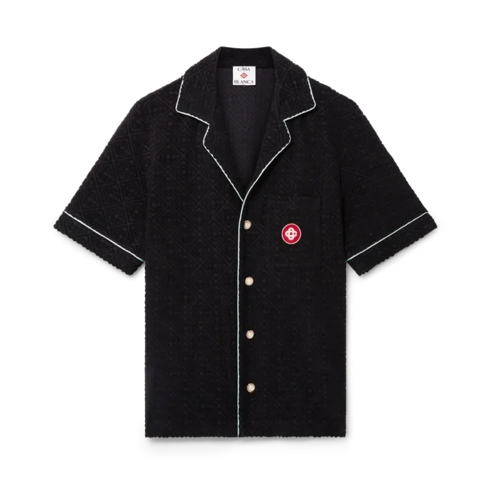 Monogram Jacquard kortærmet frottéskjorte Monogram Jacquard kortærmet frottéskjorte