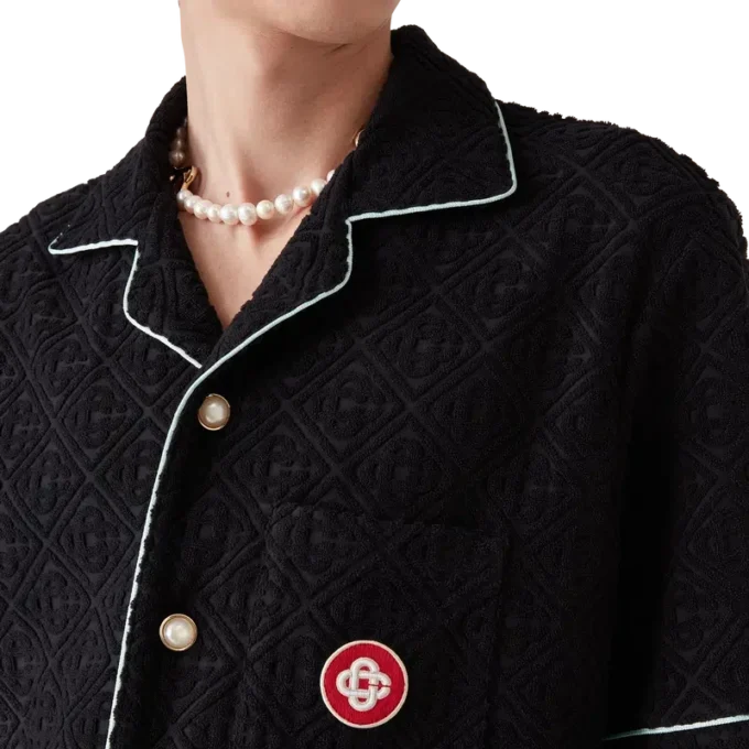 Monogram Jacquard kortærmet frottéskjorte Monogram Jacquard kortærmet frottéskjorte