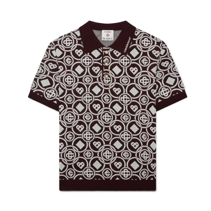 Monogram-poloskjorte i bomuldsstrik