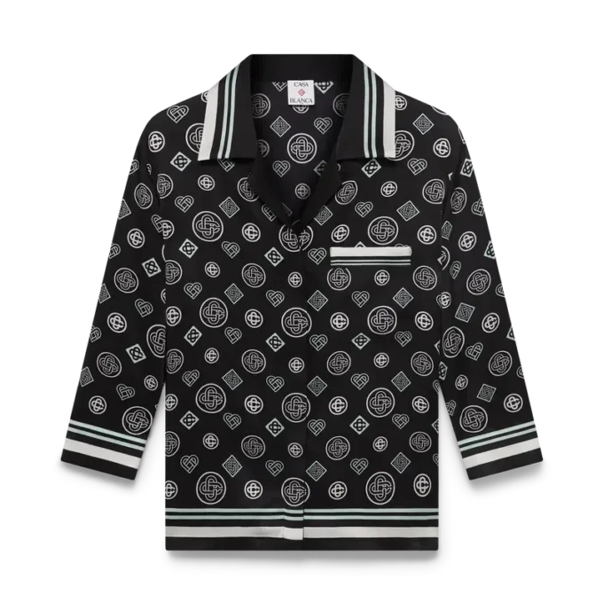 Monogram pyjamas-skjorte i silkesatin Monogram pyjamas-skjorte i silkesatin
