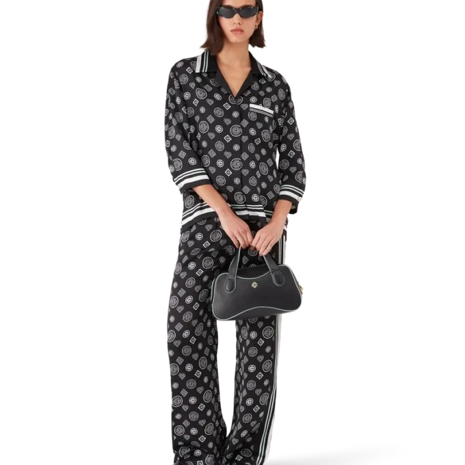 Monogram pyjamas-skjorte i silkesatin Monogram pyjamas-skjorte i silkesatin