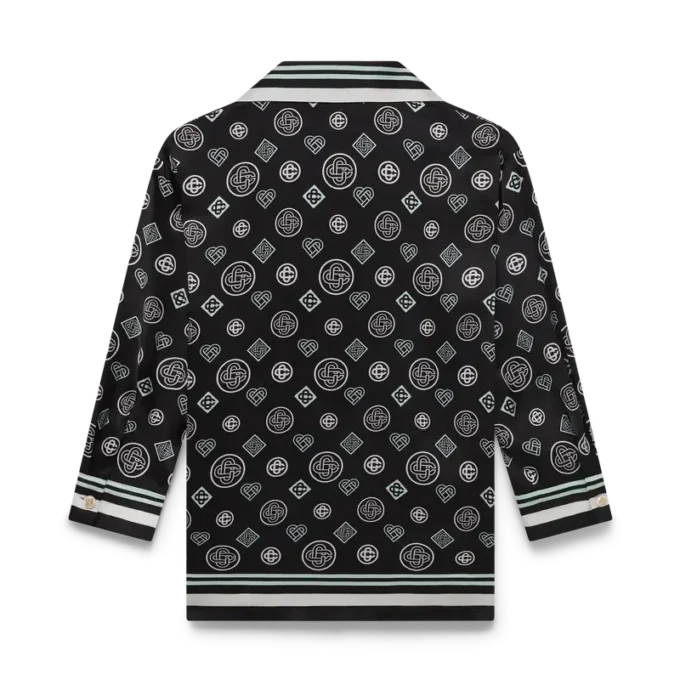 Monogram pyjamas-skjorte i silkesatin Monogram pyjamas-skjorte i silkesatin