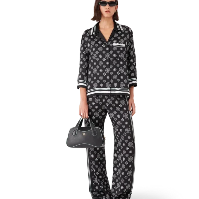 Monogram pyjamasbukser i silkesatin