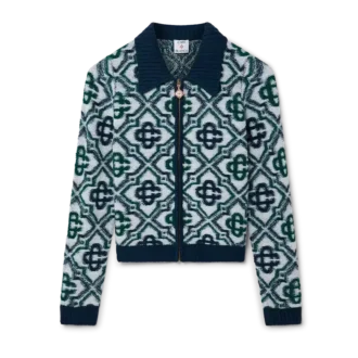 Monogram-striktrøje med lynlås
