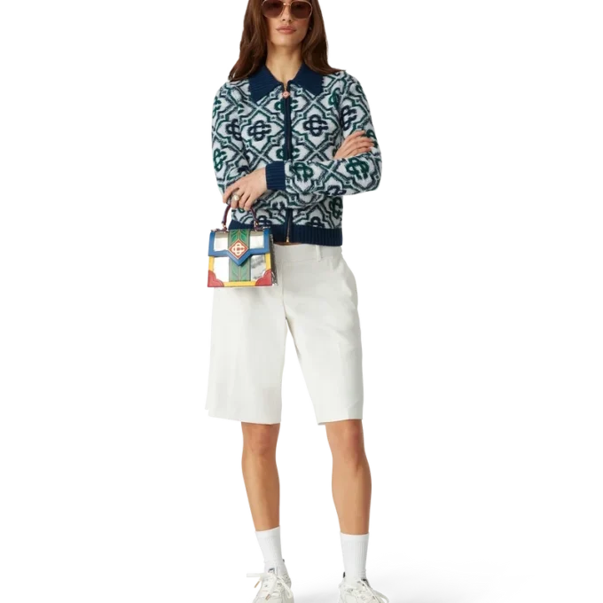 Monogram-striktrøje med lynlås