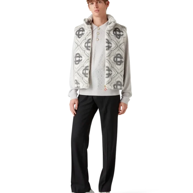 Monogram-vest i imiteret pels Monogram-vest i imiteret pels