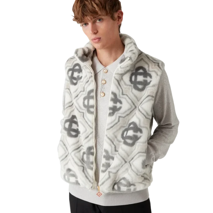 Monogram-vest i imiteret pels Monogram-vest i imiteret pels