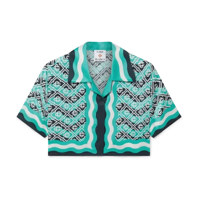 Monogram Wave kort silke-skjorte