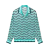 Monogram Wave langærmet silke-skjorte