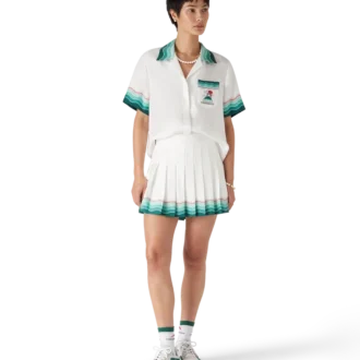 Tennis-plisseret silke-minidress
