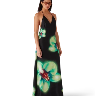 Orchid Glitch silke-kjole
