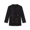 Oversized blazer i uld med nålestriber