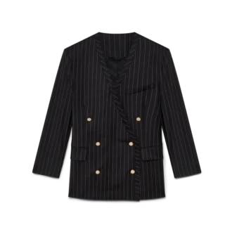 Oversized blazer i uld med nålestriber