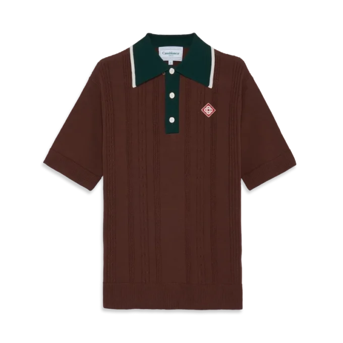 Oversized poloshirt i kabelstrik