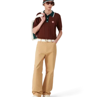 Oversized poloshirt i kabelstrik