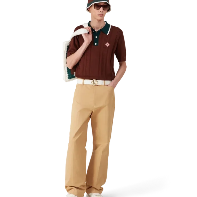 Oversized poloshirt i kabelstrik