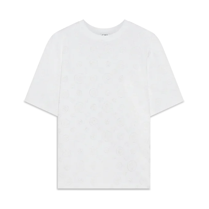 Oversized T-shirt med korte ærmer og applikeret monogram Oversized T-shirt med korte ærmer og applikeret monogram