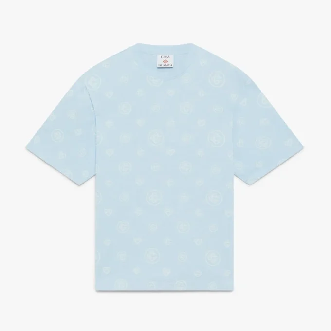 Oversized T-shirt med korte ærmer og applikeret monogram Oversized T-shirt med korte ærmer og applikeret monogram