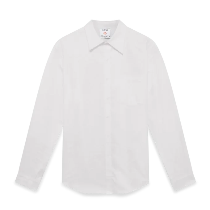 Oxford-skjorte i bomuldsjacquard med monogram Oxford-skjorte i bomuldsjacquard med monogram