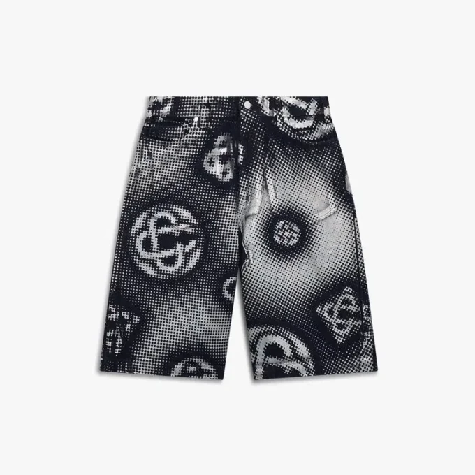 Perlemorsfarvede Monogram-denimshorts Perlemorsfarvede Monogram-denimshorts