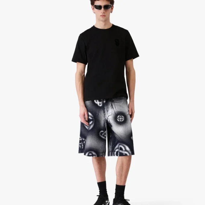 Perlemorsfarvede Monogram-denimshorts Perlemorsfarvede Monogram-denimshorts