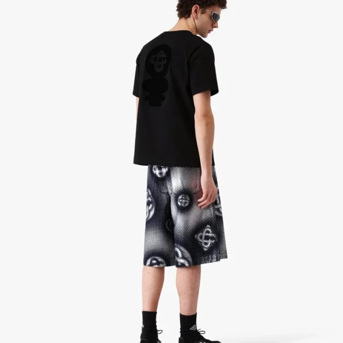 Perlemorsfarvede Monogram-denimshorts Perlemorsfarvede Monogram-denimshorts