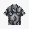 Perlemorsfarvet Monogram-denimskjorte med korte shorts