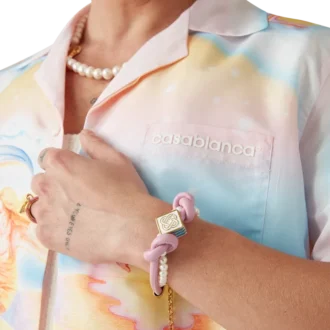 Pink knudet perlearmbånd