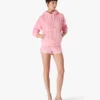 Pink velour-sweatshirt med hætte og monogram Pink velour-sweatshirt med hætte og monogram