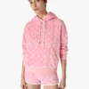 Pink velour-sweatshirt med hætte og monogram Pink velour-sweatshirt med hætte og monogram