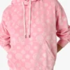 Pink velour-sweatshirt med hætte og monogram Pink velour-sweatshirt med hætte og monogram