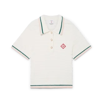 Polo-shirt i bomuldsbouclé