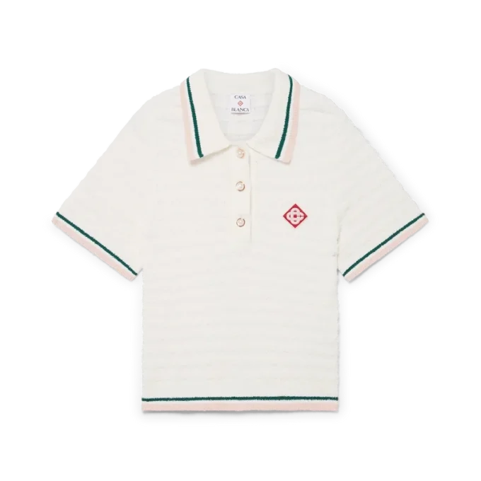 Polo-shirt i bomuldsbouclé Polo-shirt i bomuldsbouclé