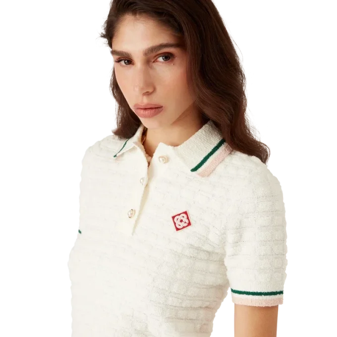 Polo-shirt i bomuldsbouclé Polo-shirt i bomuldsbouclé
