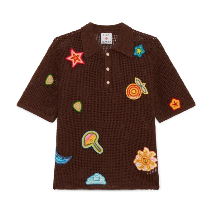 Poloshirt med hæklede motiver Poloshirt med hæklede motiver