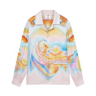 Psychedelic Nirvana langærmet silke-skjorte