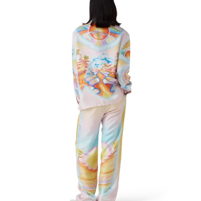 Psychedelic Nirvana langærmet silke-skjorte