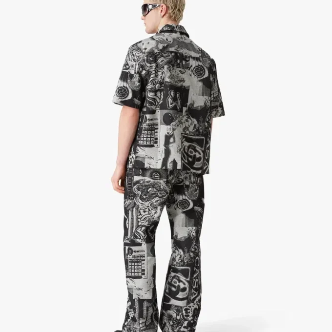 Rave Collage kortærmet denimskjorte i shorts