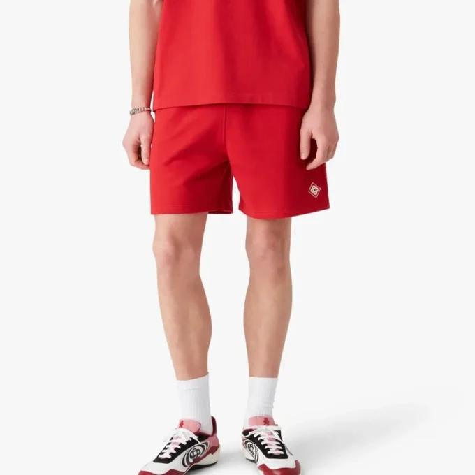 Røde sweatshorts med diamantlogo