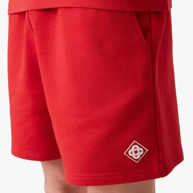 Røde sweatshorts med diamantlogo