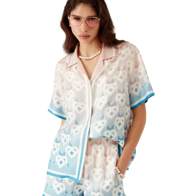 Silk Shorts med gradient-hjerte-monogram Silk Shorts med gradient-hjerte-monogram