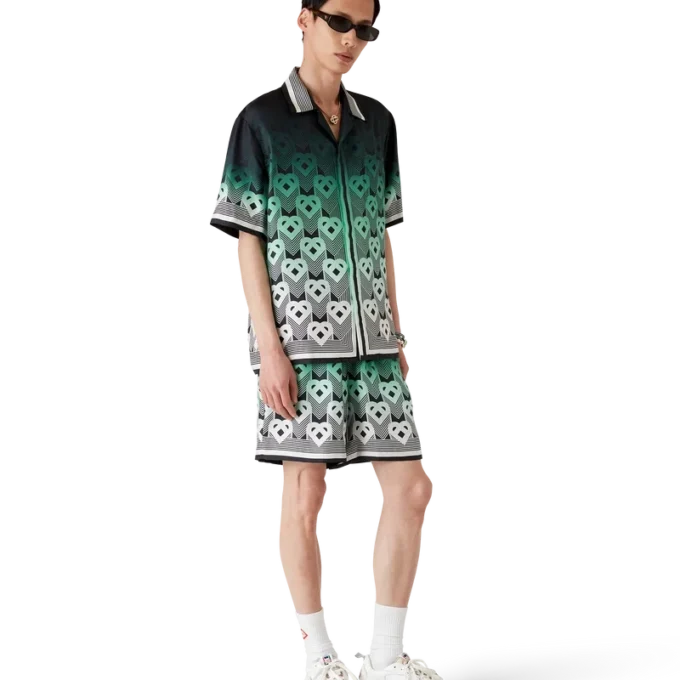 Silk Shorts med monogram i farveovergang Silk Shorts med monogram i farveovergang